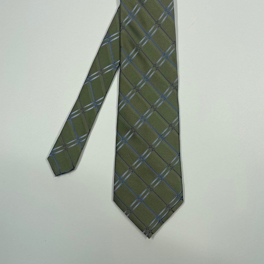 Jones New York Green Plaid Silk Necktie Mens One Size